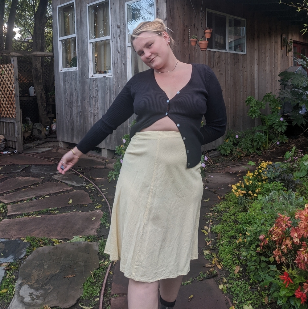 Vintage Siesta Key linen blend midi skirt